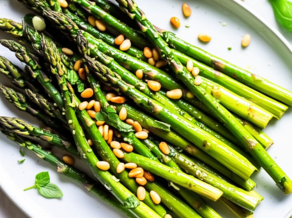 Asparagus With Toasted Pine Nuts Lemon Vinaigrette image
