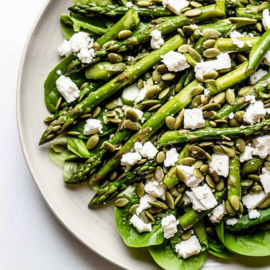 Asparagus Feta Pumpkin Seed Salad image