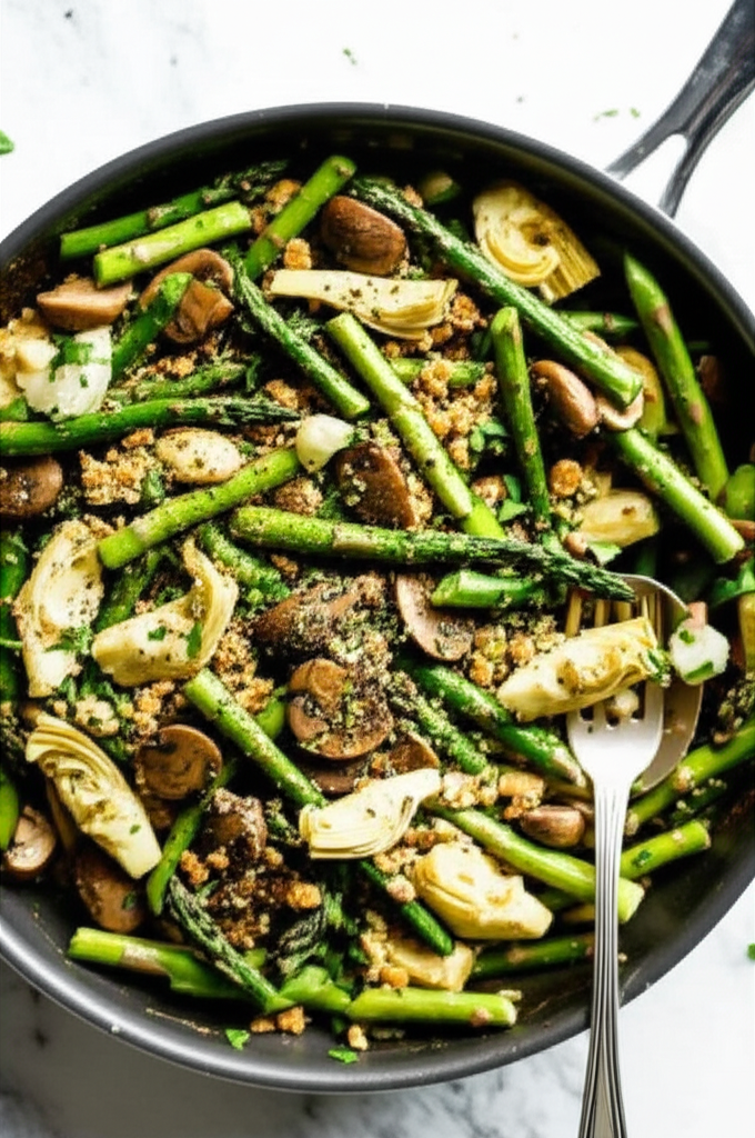Asparagus Mushroom Artichoke Skillet image