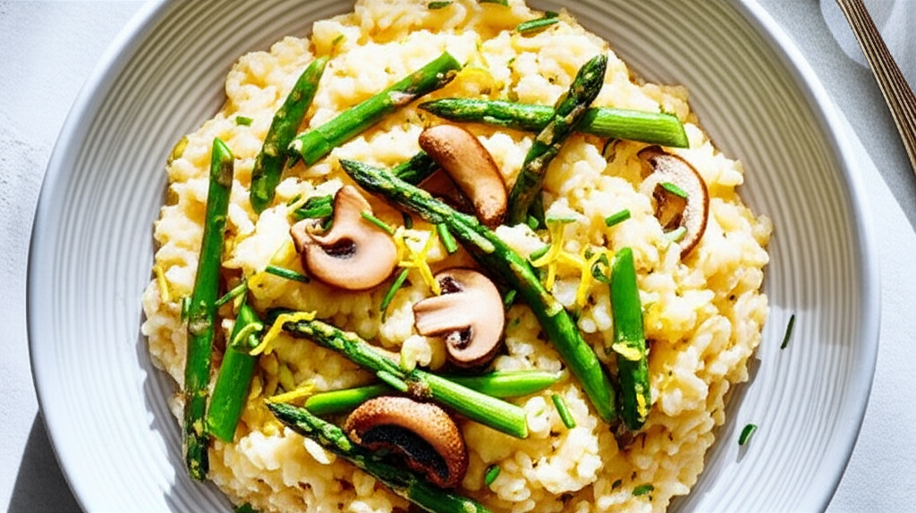 Asparagus Roasted Garlic And Lemon Risotto image