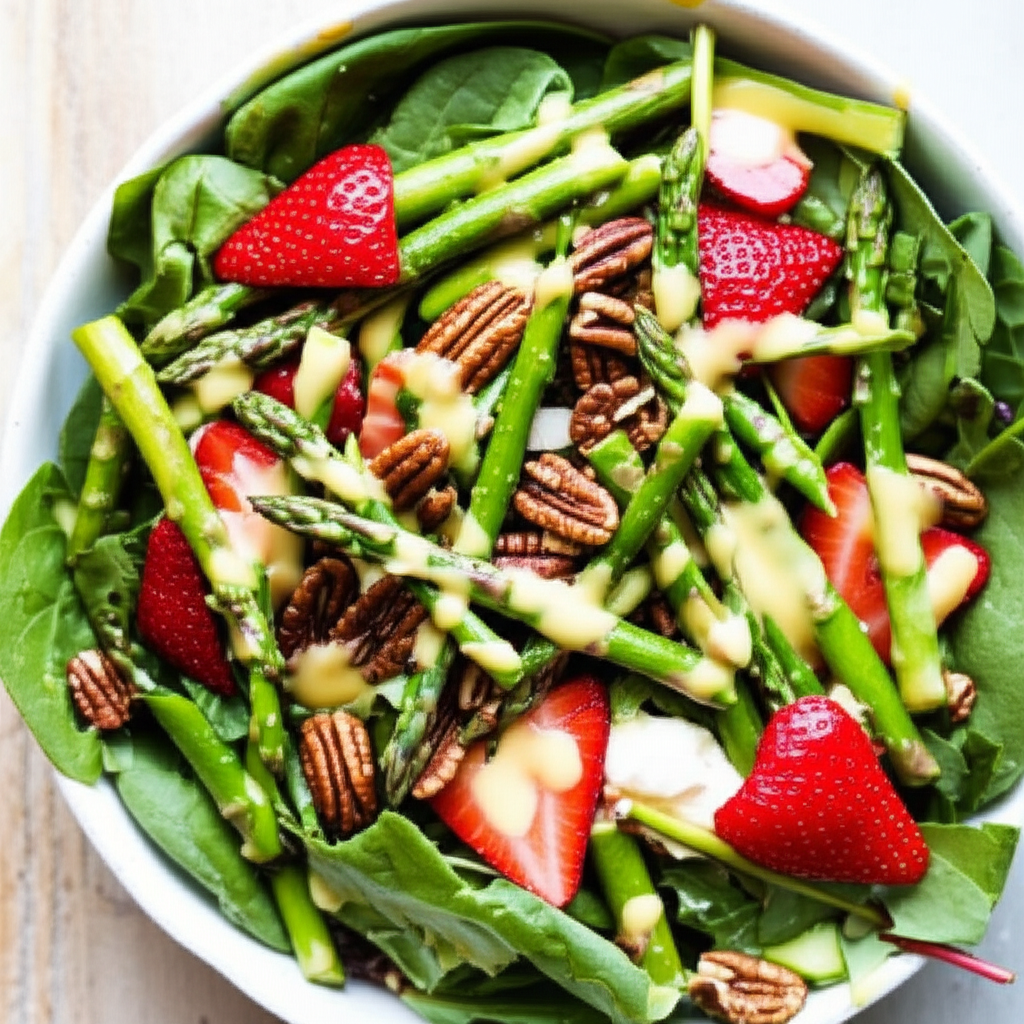 Asparagus Strawberry Salad With Honey Lime Dressing image