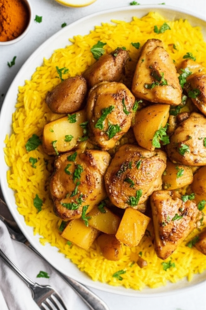 Assyrian Chicken And Potatoes With Yellow Rice image