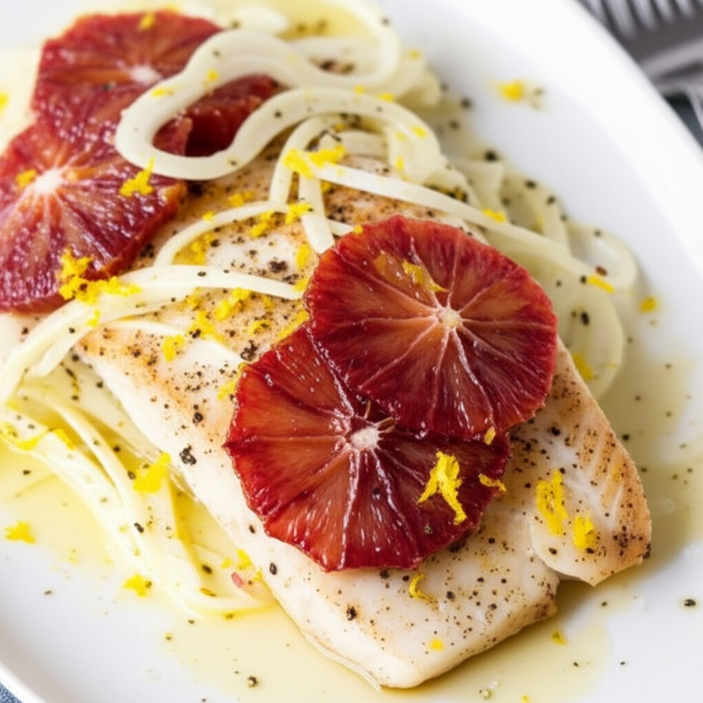 Halibut With Blood Orange And Fennel image
