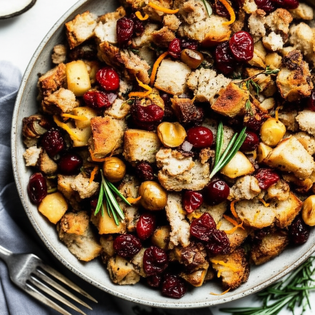 Auberge Cranberry And Sausage Stuffing With Chestnuts And Orange image