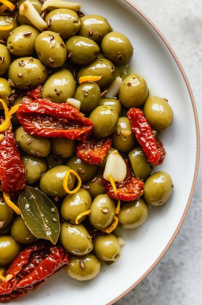 Auberge Spiced Olives With Garlic Orange And Sun Dried Tomatoes image