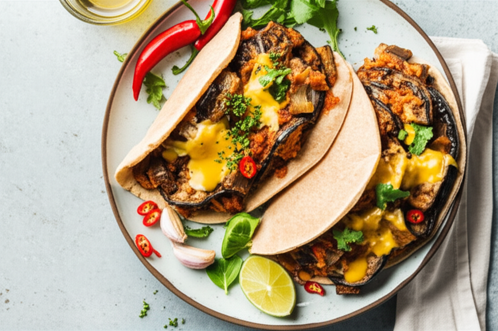 Aubergine Eggplant Pitas image
