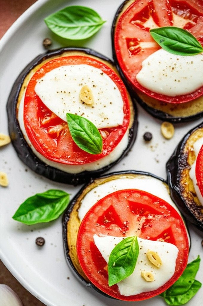 Aubergine Eggplant Tomato Mozzarella Melts image