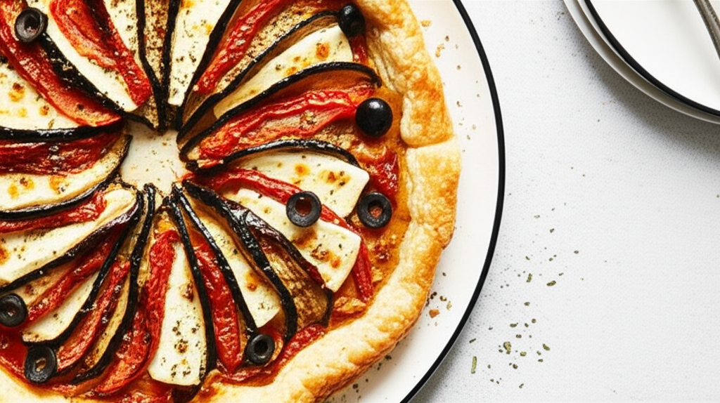 Aubergine Tomato And Haloumi Tart image