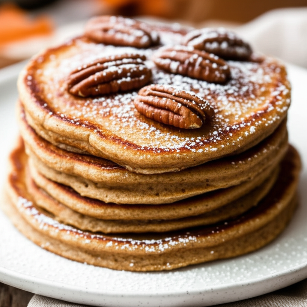Healthy Whole Wheat Pumpkin Pie Pancakes image