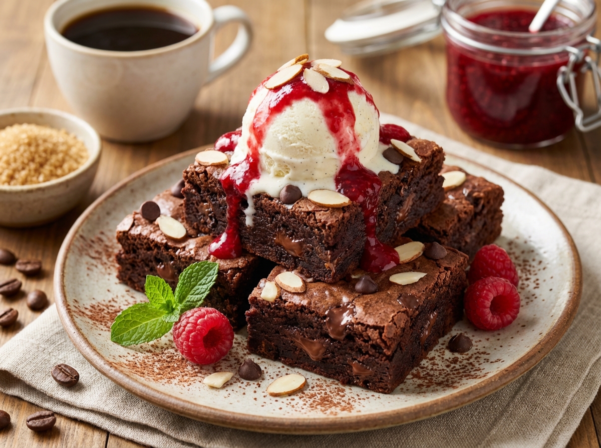 Heavenly Raspberry Almond Mocha Brownies image
