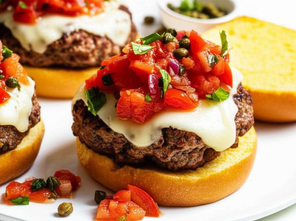 Aussie Lamb Burgers With Goat Cheese And Tomato Relish image