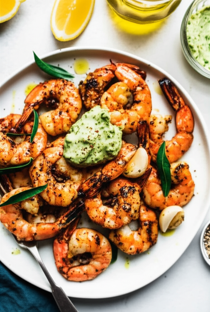 Australian Bbq Prawns With Lemon Myrtle Aioli image