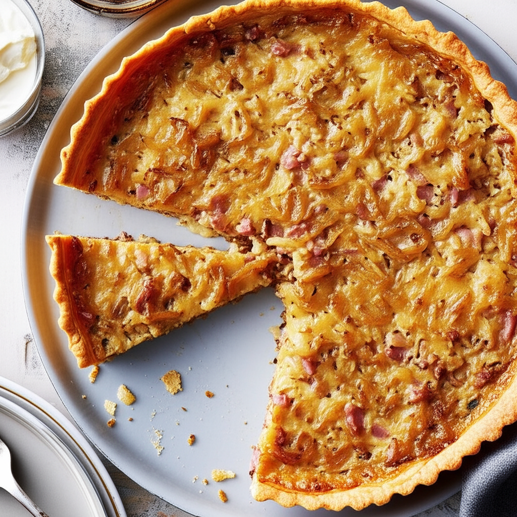 Authentic German Onion Pie Schwabischer Zwiebelkuchen image