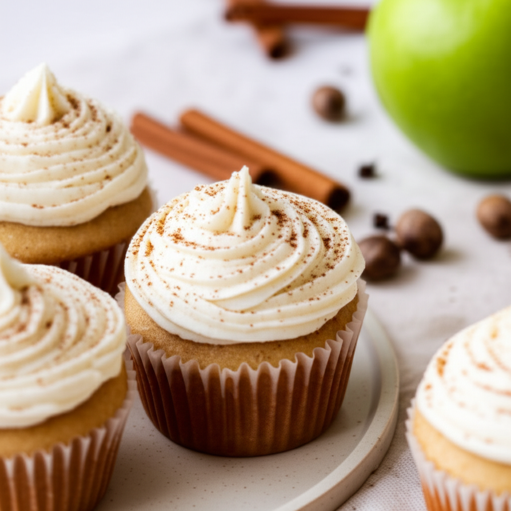 Autumn Apple Cupcakes With Cream Cheese Frosting image