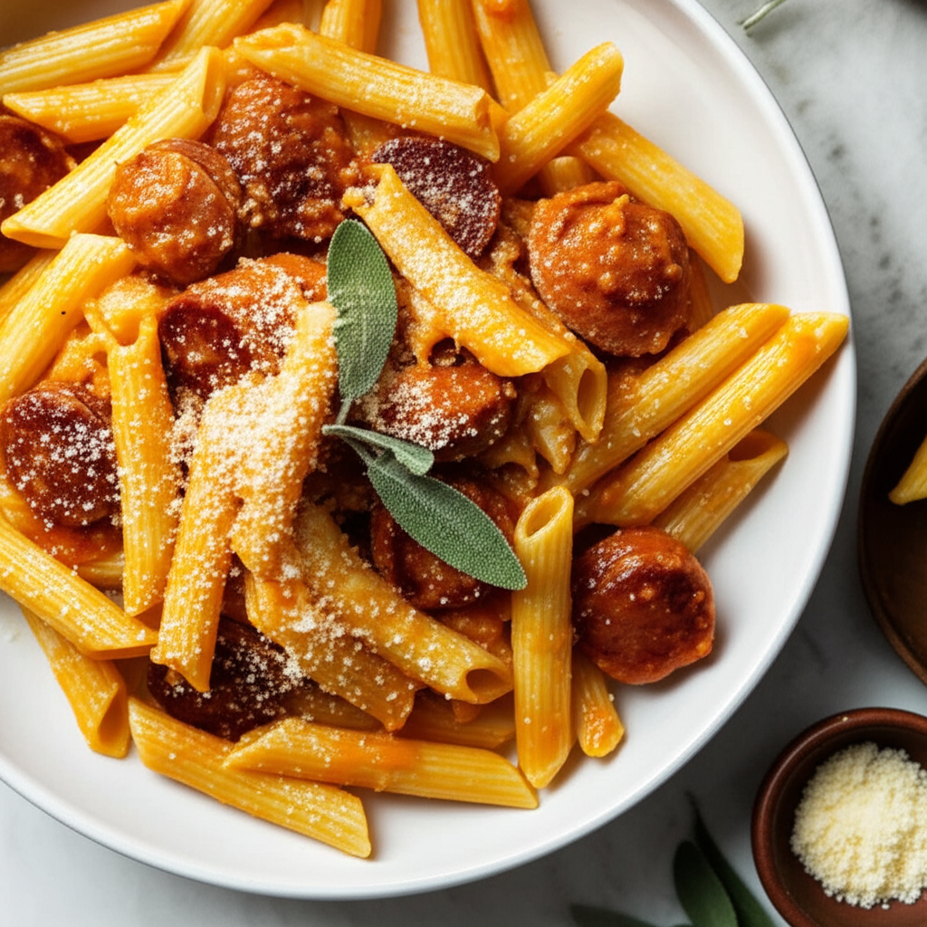 Autumn Pasta With Pumpkin And Sausage image