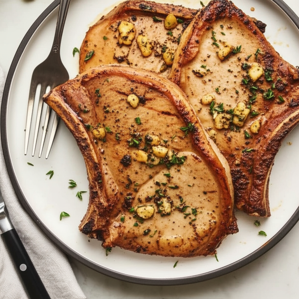 2 Step Garlic Pork Chops image