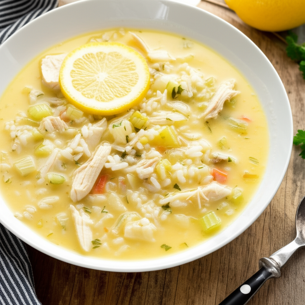 Avegolemono Greek Lemon Chicken Soup image