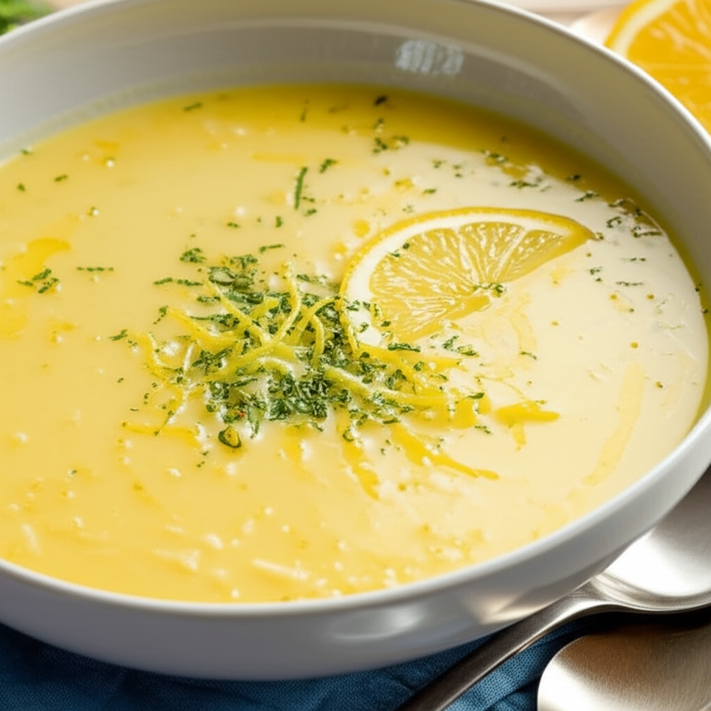 Avgolemono Soup Greek Egg Lemon Soup image