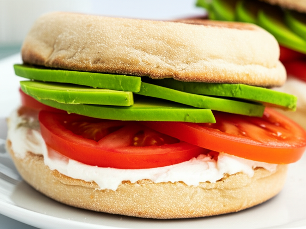 Avocado Tomato English Muffin Sandwich image