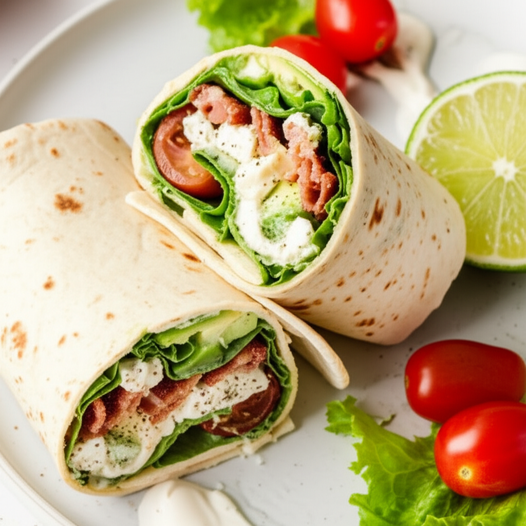 Avocado And Feta Cheese Salad Wraps image