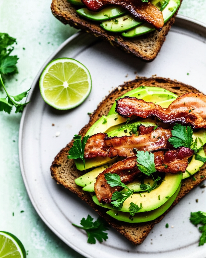 Avocado And Lime With Bacon On Toast image