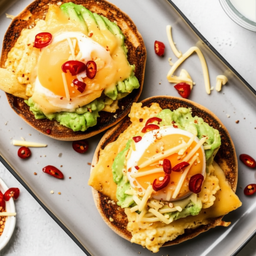 Avocado And Scrambled Egg Open Faced Sandwich image