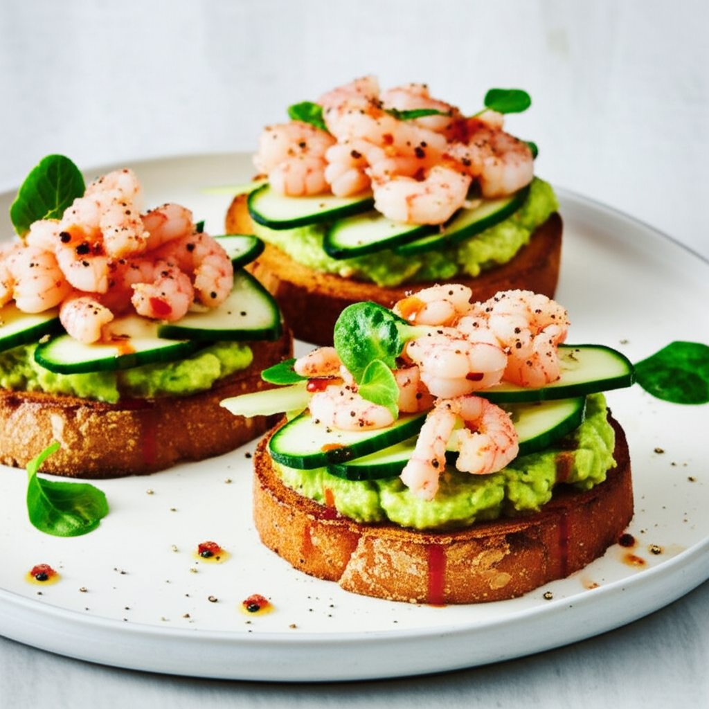 Avocado Butter With Baby Shrimp Sandwiches image