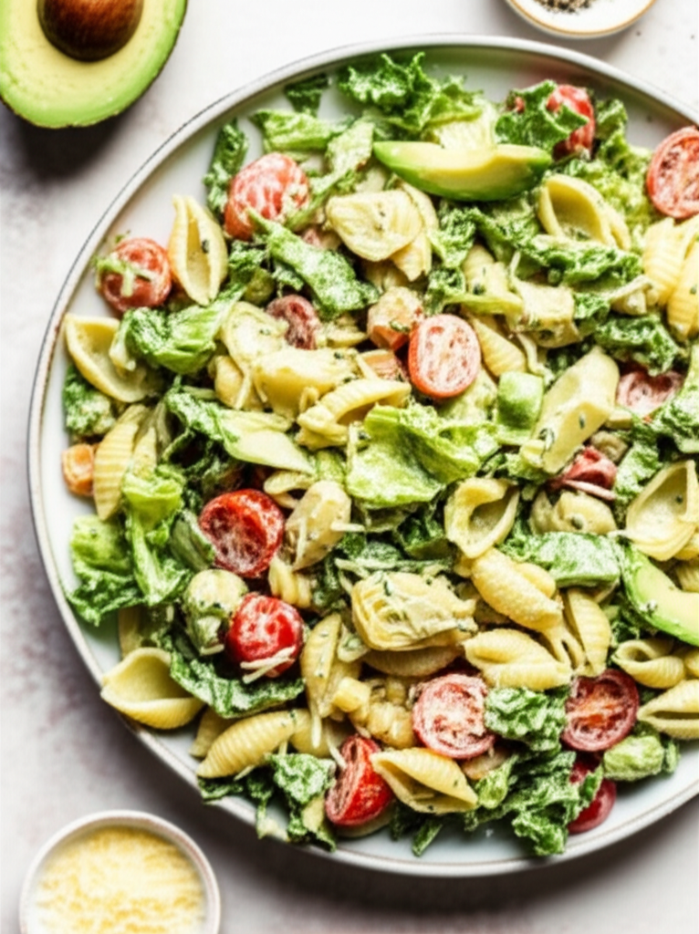 Avocado Caesar Pasta Salad image