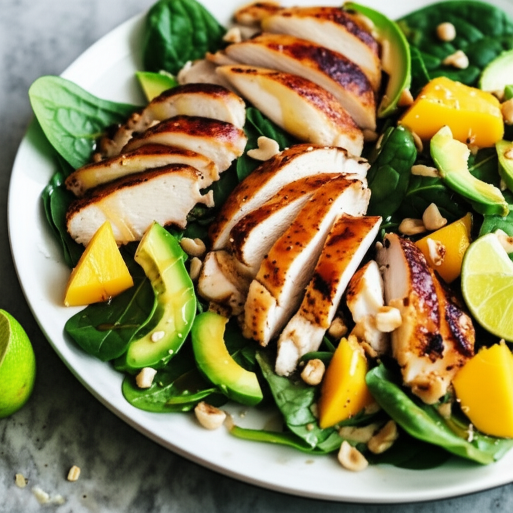 Avocado Chicken Mango Salad With Hazelnut Honey Dressing image