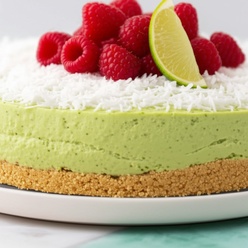 Avocado Lime And Coconut No Bake Cheesecake image
