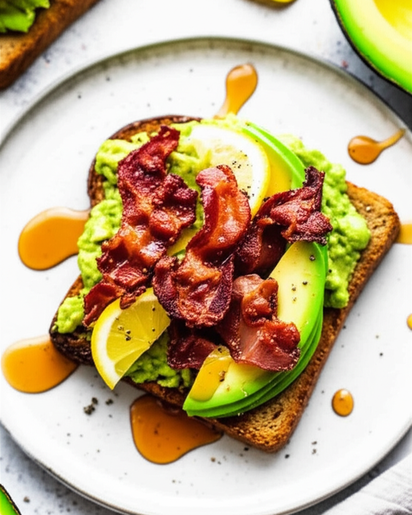 Avocado On Toast With Bacon And Maple Syrup image