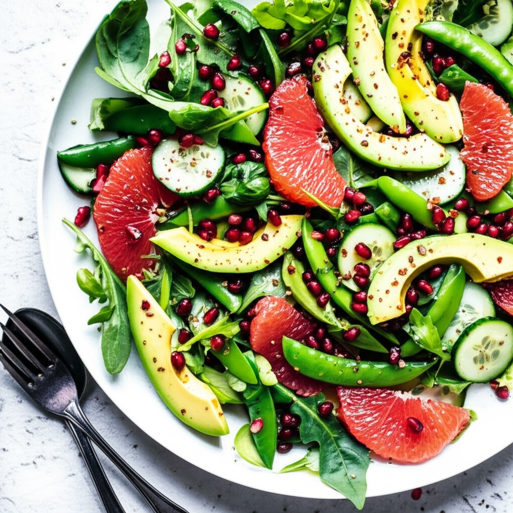 Avocado Salad With Pomegranate Drizzle image