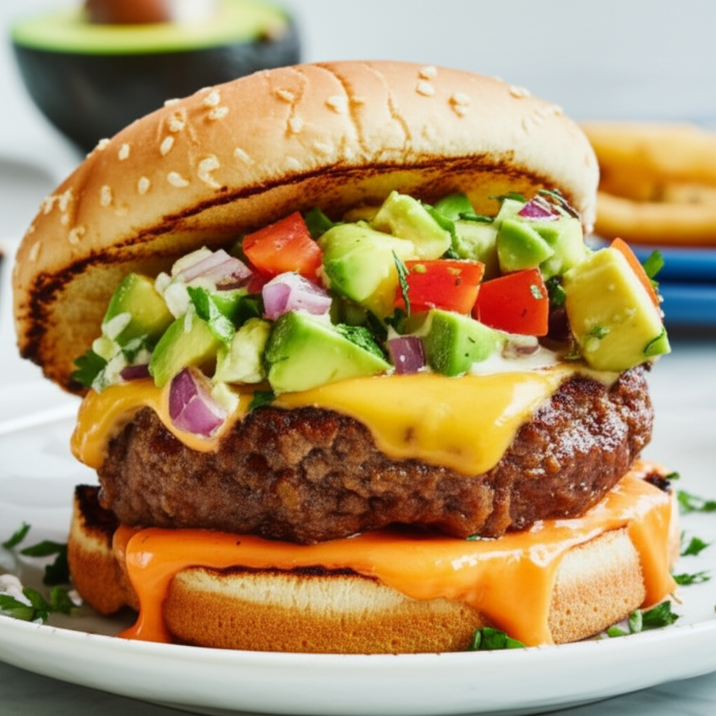 Avocado Salsa Cheeseburgers image