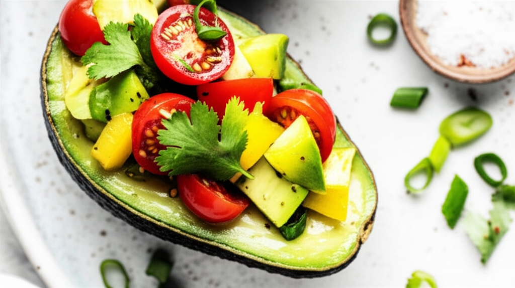 Avocado With Bell Pepper And Tomatoes image