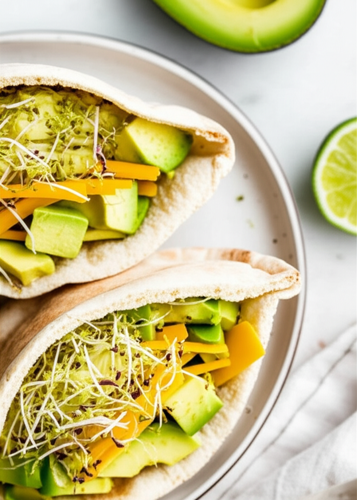 Avocado Cheddar And Sprouts Pockets With Tangy Lime Mayo image