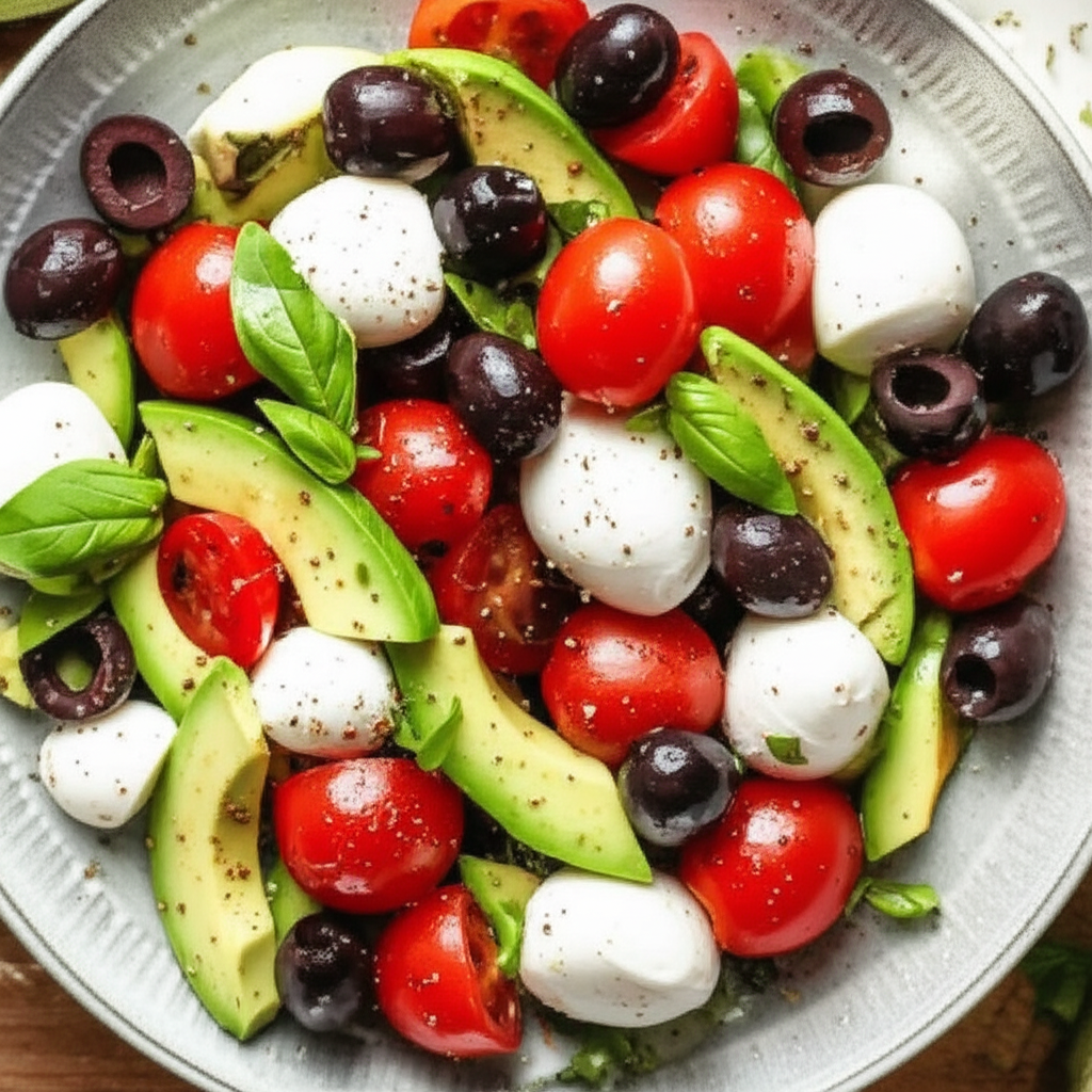 Avocado Mozzarella And Olive Salad image