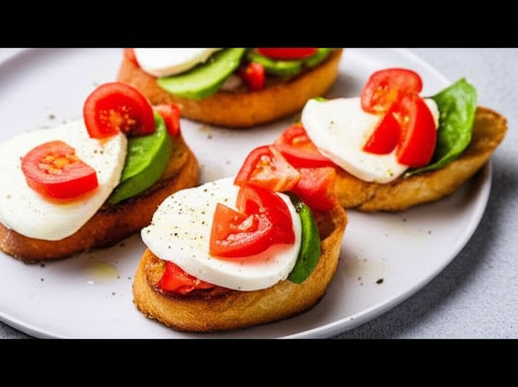 Avocado Tomato And Mozzarella Bruschetta image