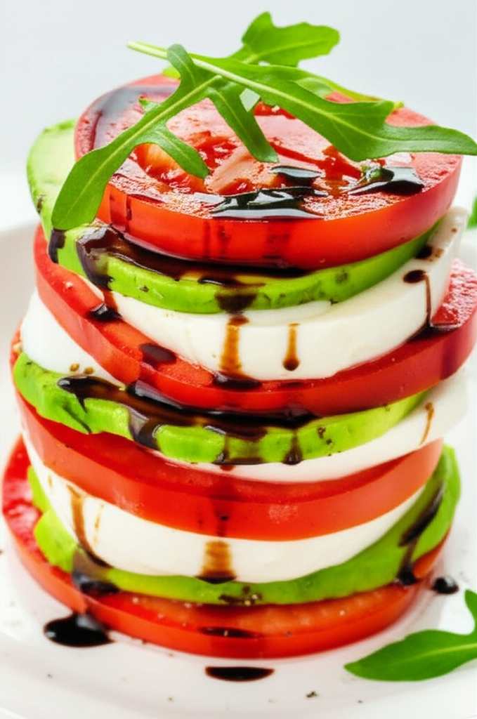 Avocado Tomato And Mozzarella Tower Salad image