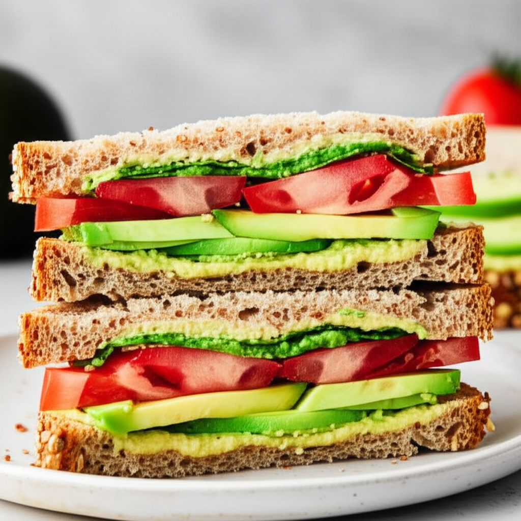 Avocado Tomato And Hummus Sandwich image