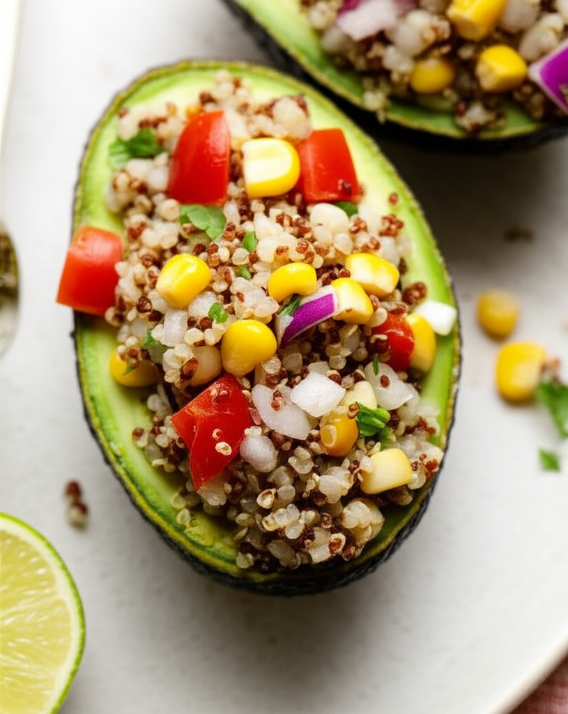 Avocados Stuffed With Quinoa Corn And Tomato image