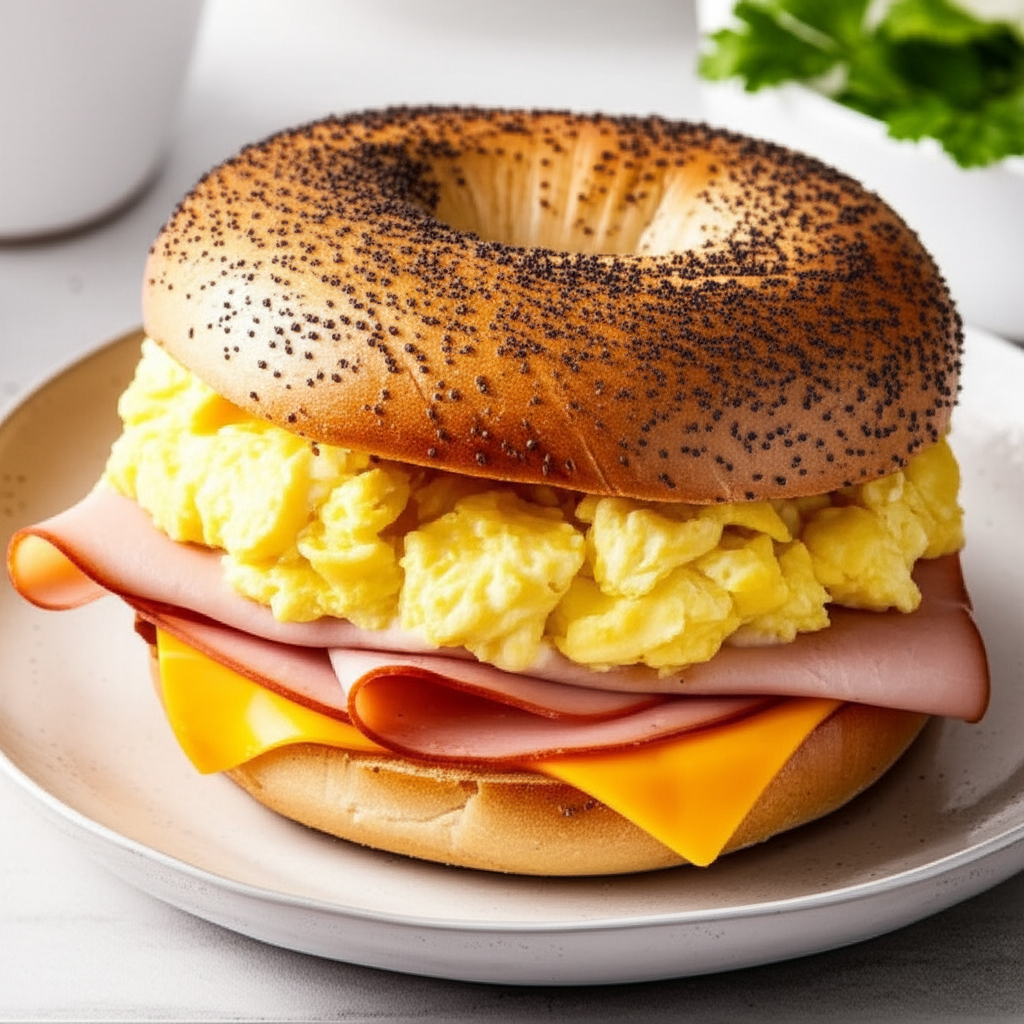 Awesome Breakfast Bagel Sandwich image