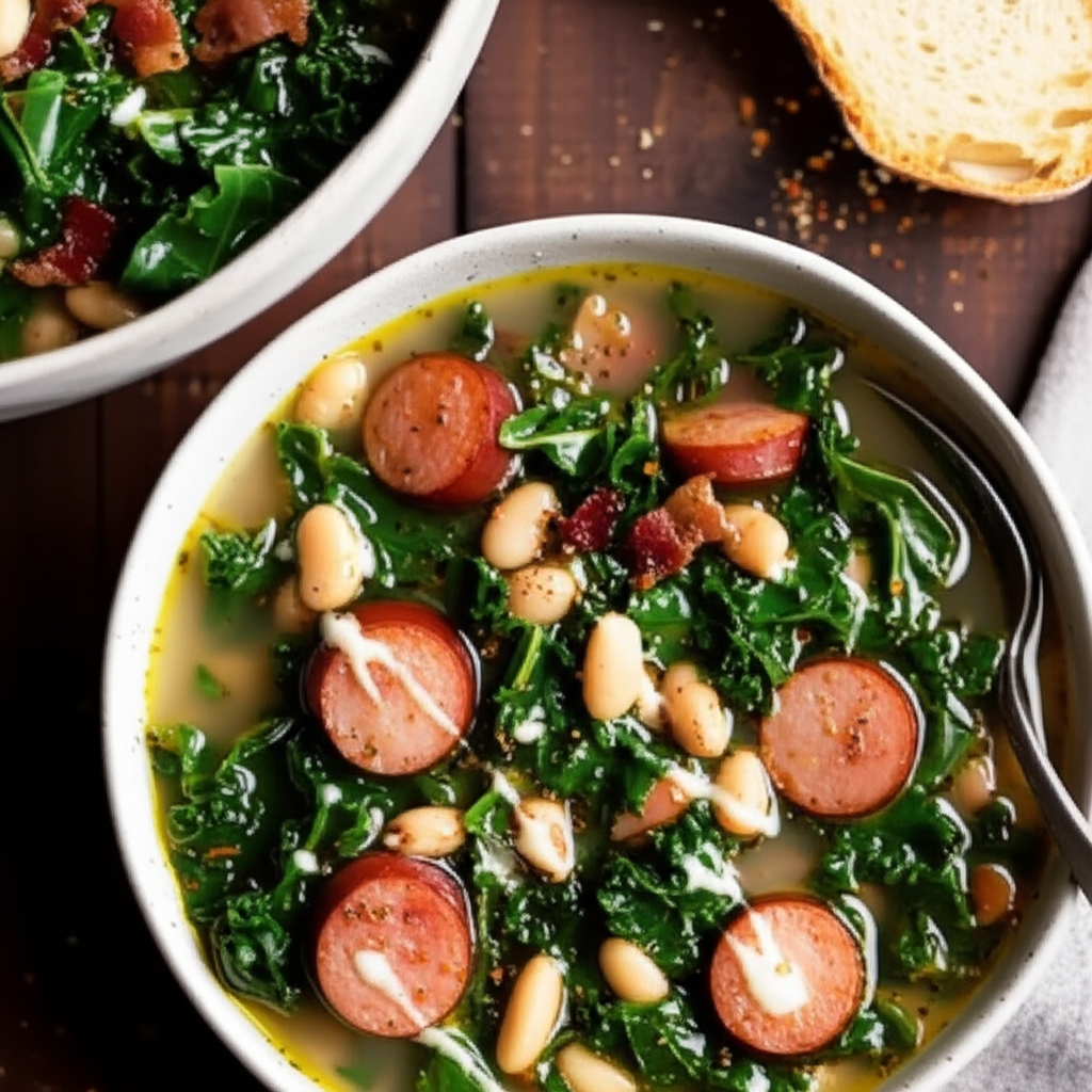 Kale With Smoked Sausage Soup Slow Cooker image