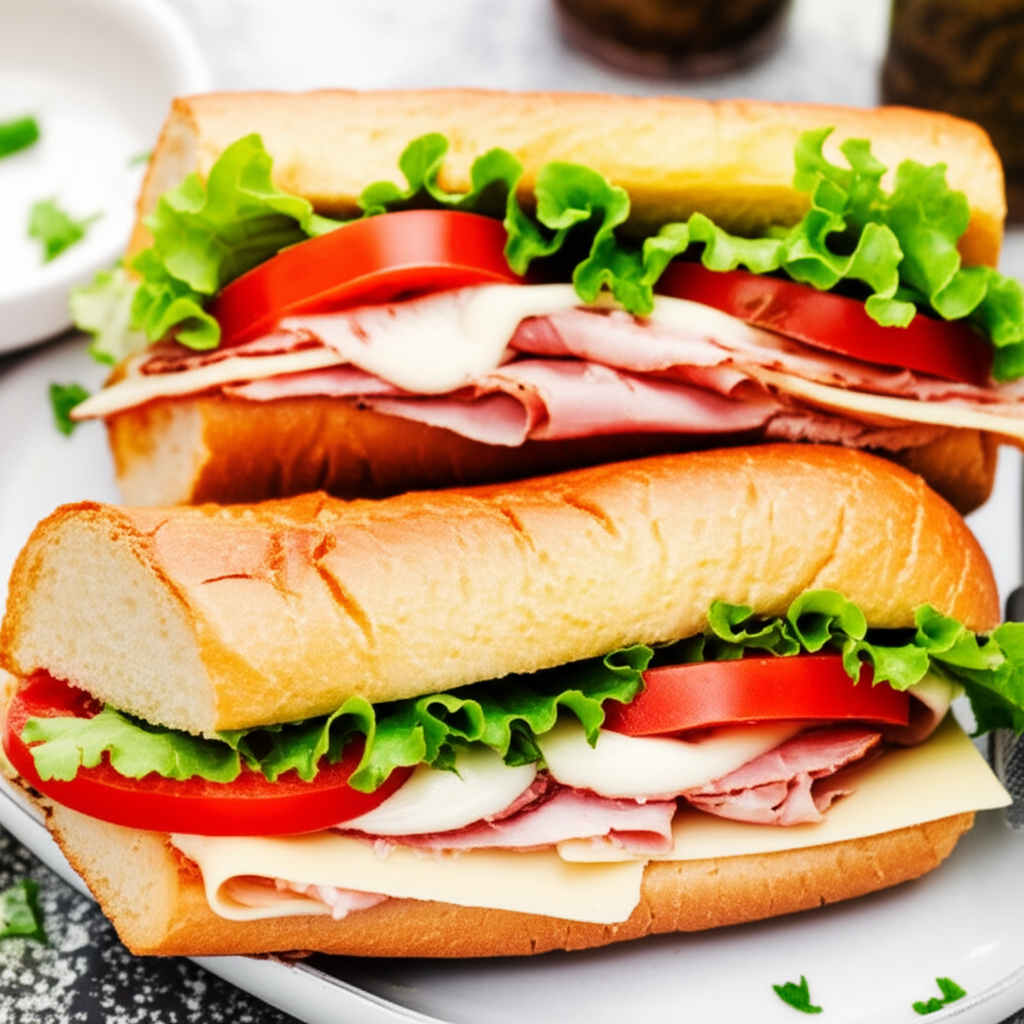 Awesome Swiss And Mozzarella Ham Hoagies image