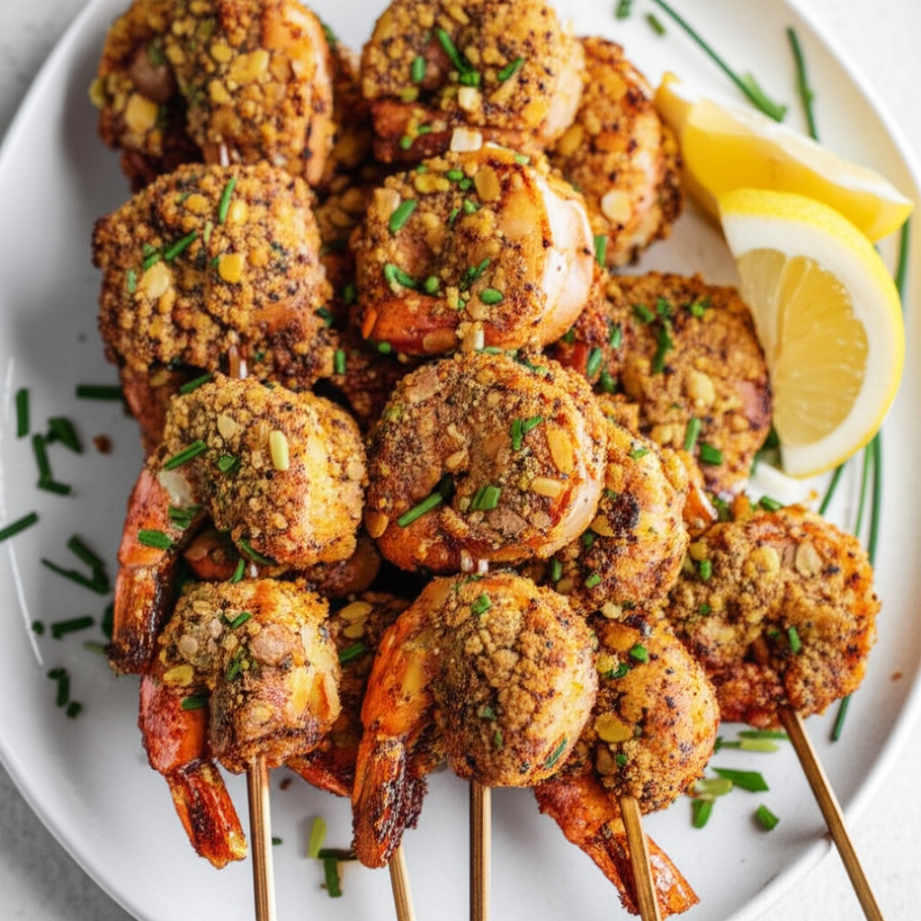 B B Q Almond And Honey Crusted Prawns image