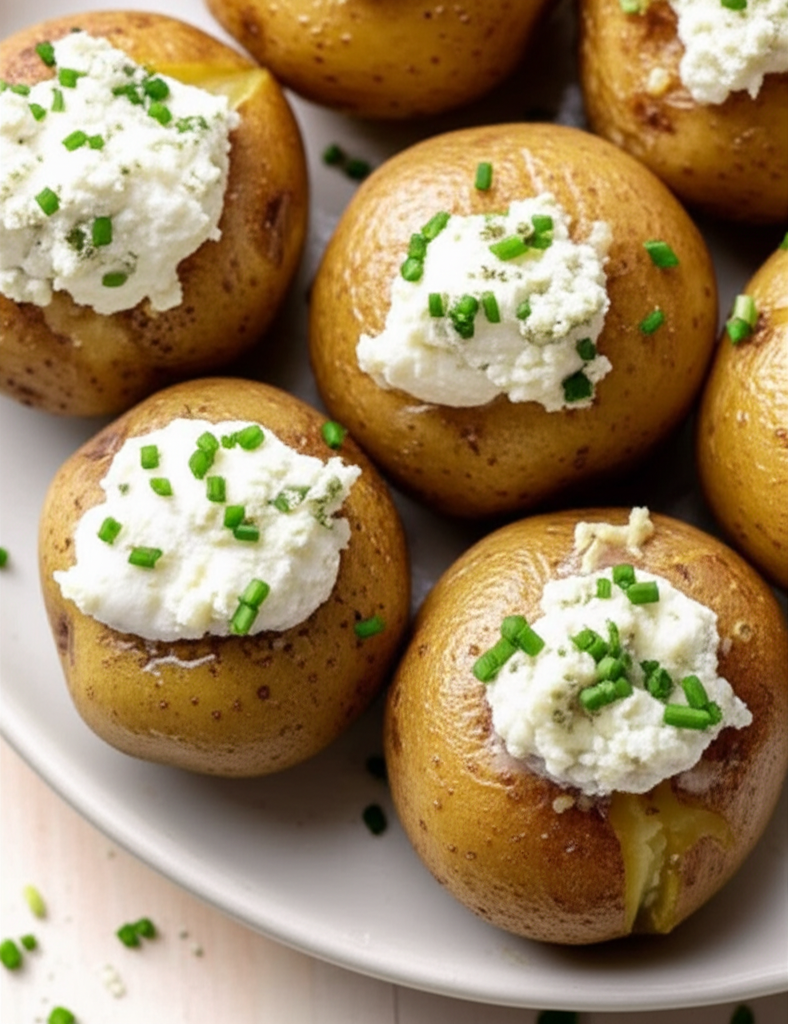 Baby Baked Potatoes With Bleu Cheese Topping image