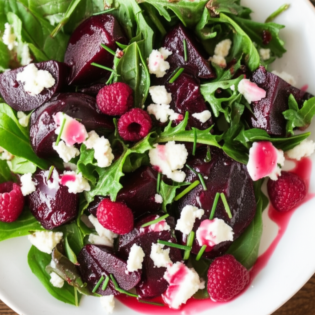 Baby Beet Salad With Feta And Raspberry Vinaigrette image