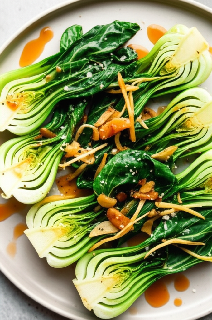 Baby Bok Choy And Garlic In Sweet Chili Sauce image