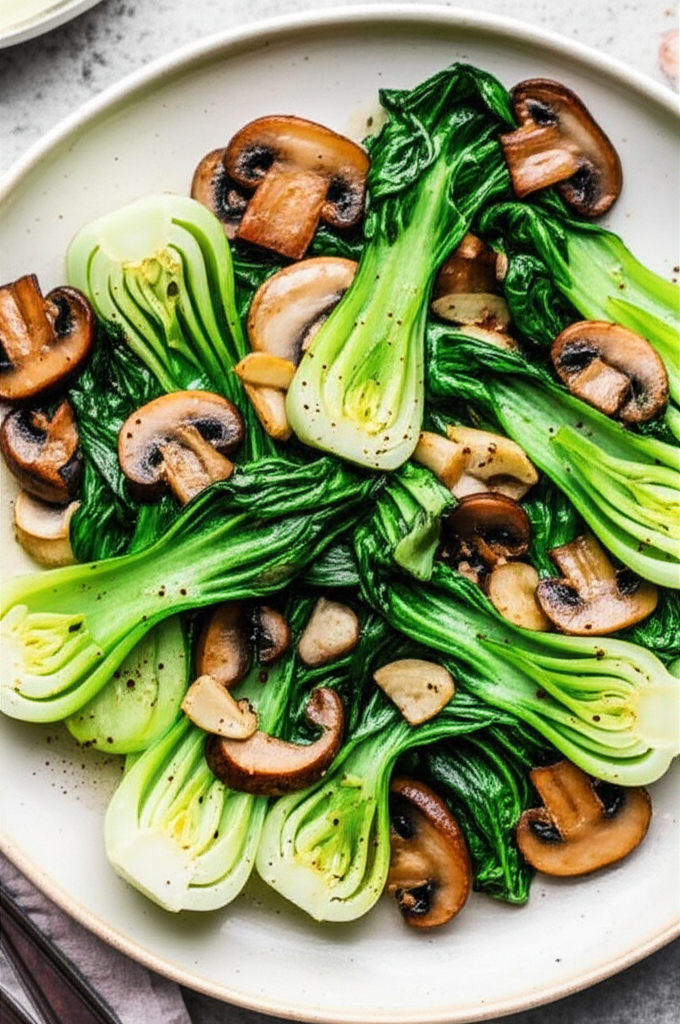 Baby Bok Choy Saut With Mushrooms image