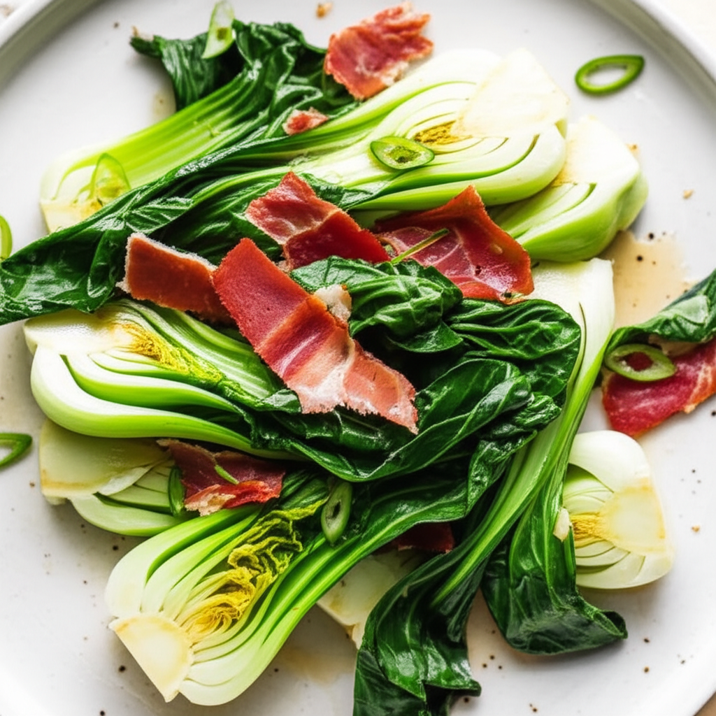 Baby Bok Choy With Sherry And Prosciutto image
