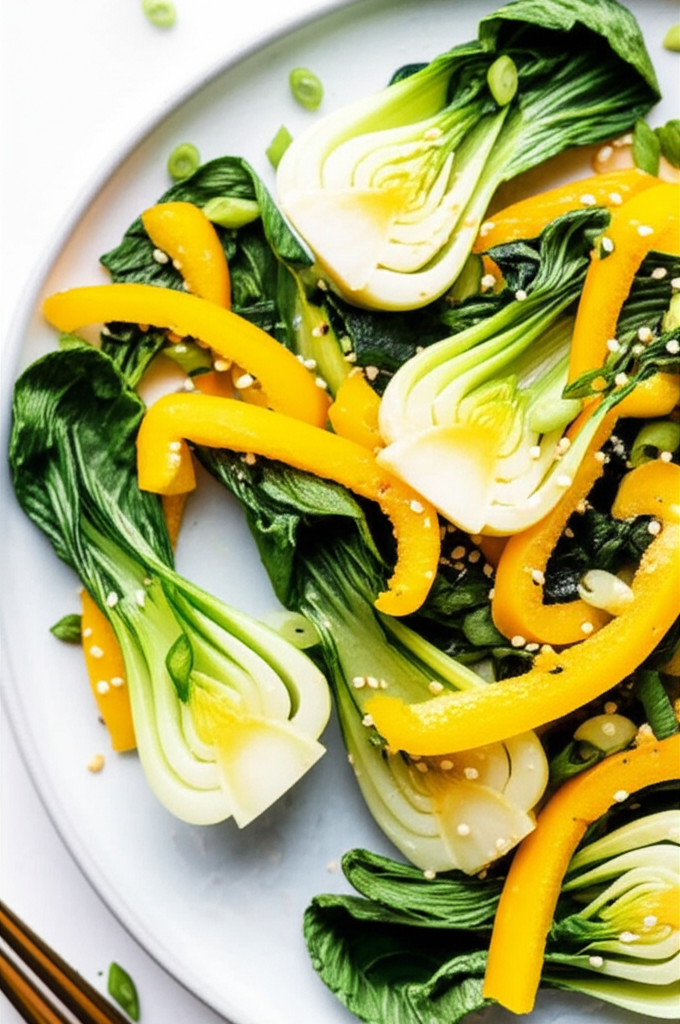 Baby Bok Choy With Yellow Bell Peppers image
